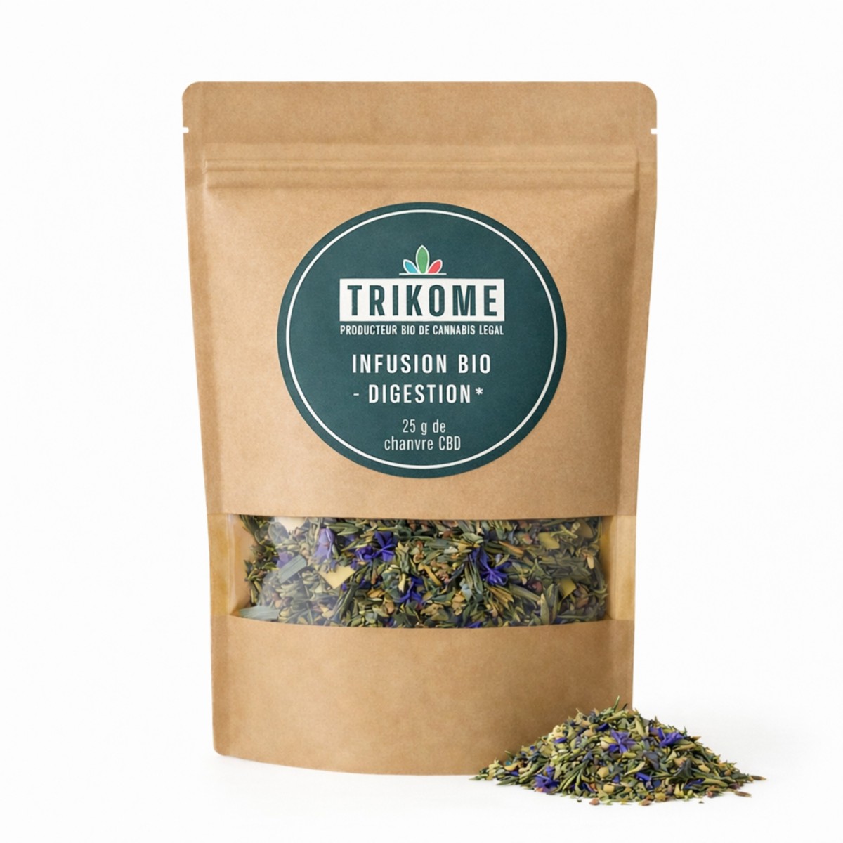 Infusion bio Digestion Trikome au chanvre CBD et plantes. Tisane naturelle pour le bien-être
