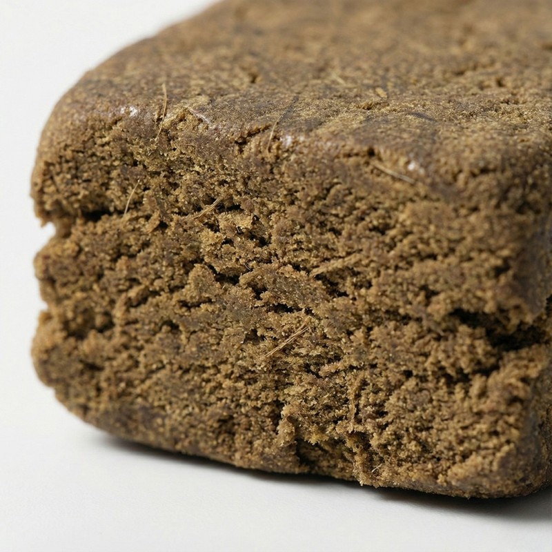 Résine Velvet Hash CBD bio sur présentoir en ardoise. Un hashish de chanvre à la texture souple 2