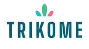 Logo officiel de la marque Trikome avec sa signature "Producteur bio de cannabis légal" présenté en format paysage sur un fond blanc